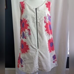 Handmade Mod Floral Dress Handmade Retro A Line Pink Purple Daisy Shift